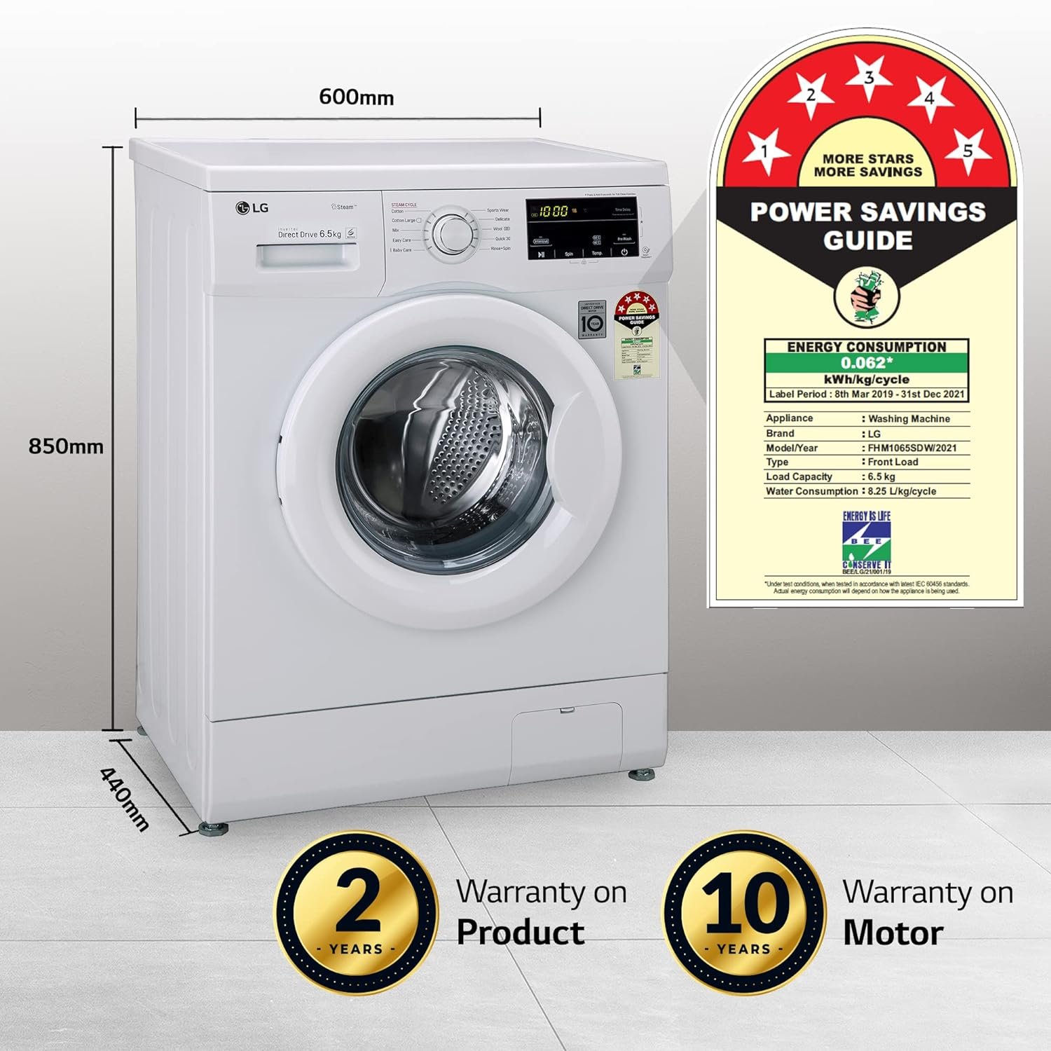 001 LG 6.5 Kg 5 Star Inverter Direct Drive Fully Automatic Front Load Washing Machine 04